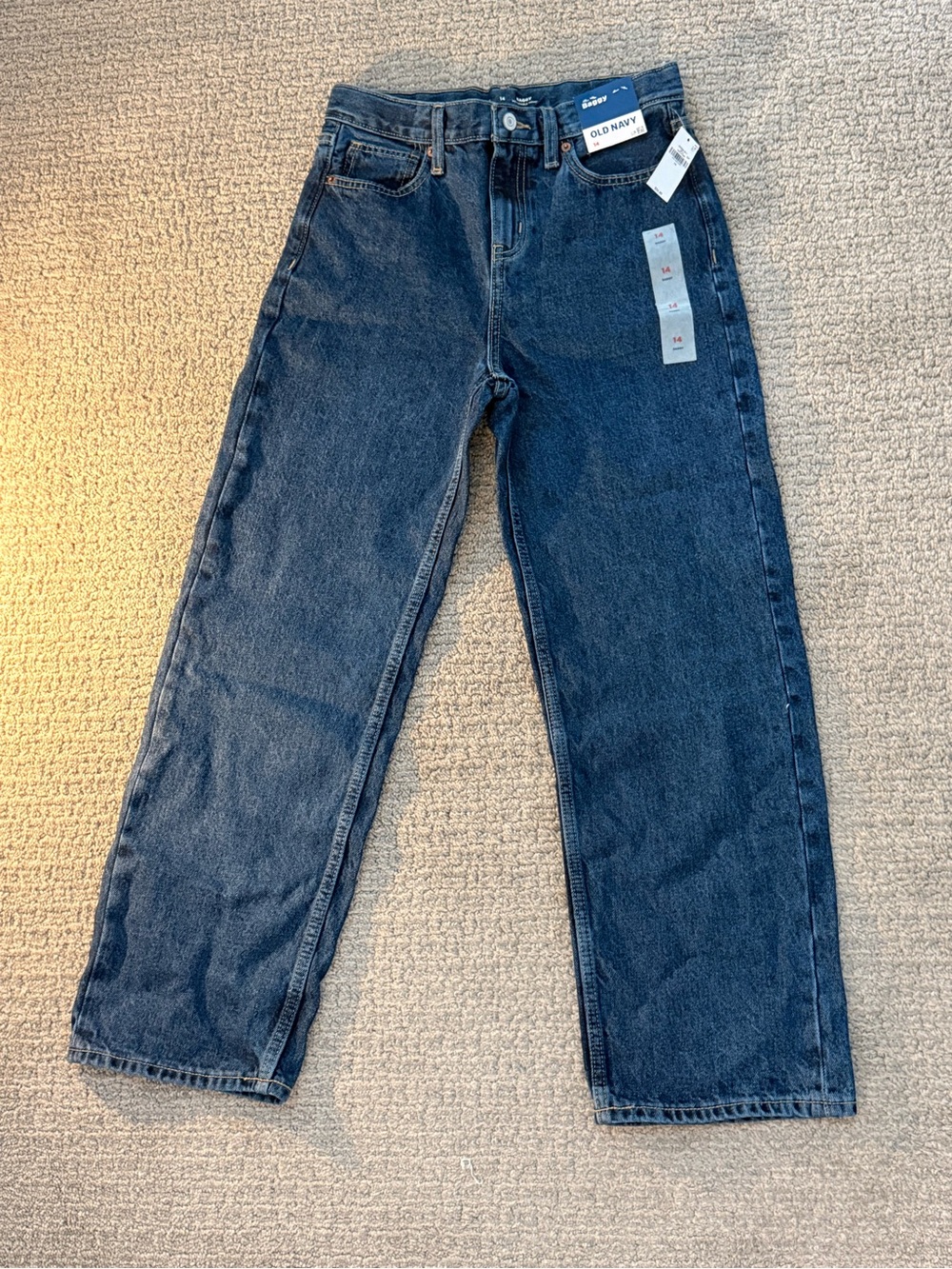 Old Navy Men’s Relaxed Straight Jeans in Dark Blue Denim 14 NWT
